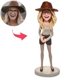 woman wearing grey stocking bobblehead