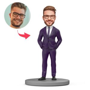 male boss bobblehead india personalised figurine with hands in pockets and engraved text