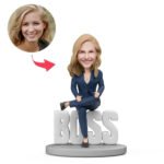 Custom lady boss bobblehead india with engraved World Best Boss text gift