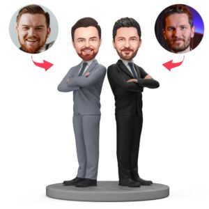 Custom business partners bobblehead india perfect Boss Day gift standing back to back