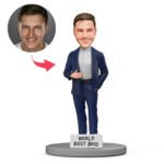 blue suit boss bobblehead india personalised with engraved text gift