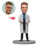 male doctor bobblehead india with stethoscope and medical record book custom gift