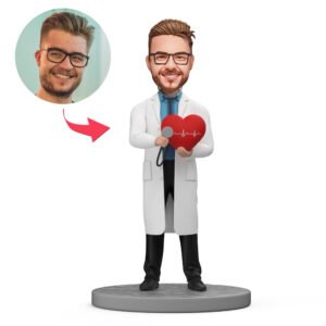 Custom cardiologist bobblehead india doctor holding red heart personalised gift