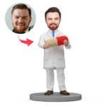 Custom male pharmacist bobblehead india holding pill personalised gift