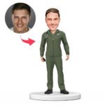 Personalized male doctor bobblehead India gift in green scrubs with engraved text
