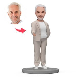 boss white suit bobblehead india custom handshake figurine for bosss day gift