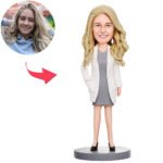 female doctor bobblehead india custom white dress figurine with engraved name