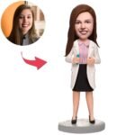 Custom female doctor bobblehead india holding syringe with engraved name gift