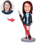 female boss bobblehead india holding pencil custom engraved personalised gift