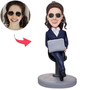 female boss bobblehead india custom engraved laptop working desk gift