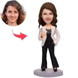Custom bobblehead women India in business style suit with personalised text